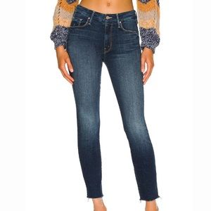 Mother Dark Wash Looker Ankle Fray So Good Skinny Jeans